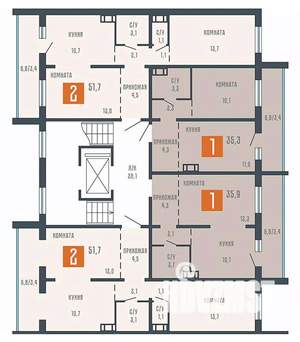 2-к квартира, вторичка, 52м2, 8/10 этаж
