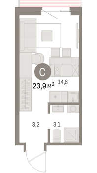 Студия квартира, вторичка, 24м2, 11/15 этаж