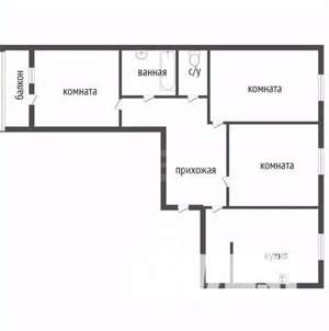 3-к квартира, вторичка, 63м2, 6/10 этаж