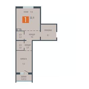 1-к квартира, вторичка, 50м2, 2/10 этаж