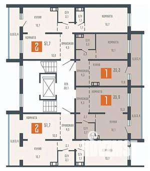 2-к квартира, вторичка, 52м2, 6/10 этаж