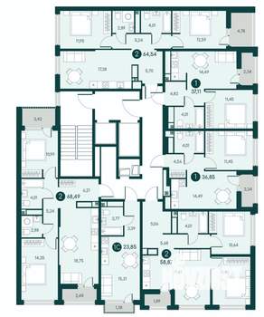 2-к квартира, вторичка, 68м2, 2/12 этаж