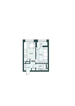 1-к квартира, вторичка, 39м2, 9/12 этаж