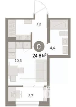Студия квартира, вторичка, 25м2, 8/9 этаж