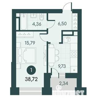 1-к квартира, вторичка, 39м2, 8/12 этаж