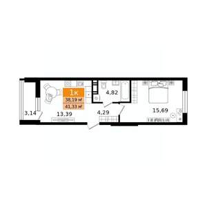 1-к квартира, вторичка, 41м2, 10/16 этаж