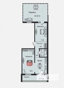 2-к квартира, вторичка, 59м2, 2/3 этаж