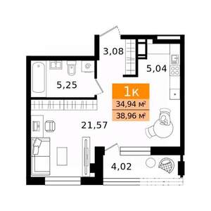 1-к квартира, вторичка, 39м2, 8/11 этаж
