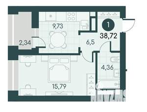 1-к квартира, вторичка, 39м2, 5/12 этаж
