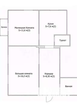 2-к квартира, вторичка, 48м2, 4/4 этаж