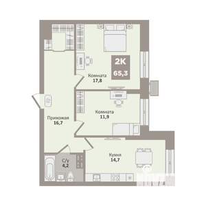 2-к квартира, вторичка, 66м2, 2/9 этаж