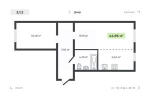2-к квартира, вторичка, 45м2, 4/4 этаж