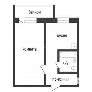1-к квартира, вторичка, 34м2, 2/5 этаж