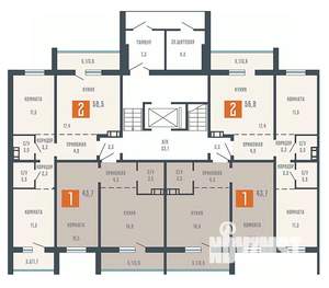 2-к квартира, вторичка, 57м2, 1/10 этаж