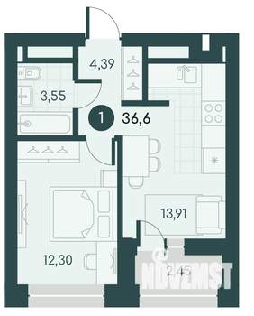 1-к квартира, вторичка, 37м2, 5/12 этаж