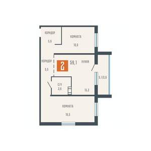 2-к квартира, вторичка, 59м2, 9/10 этаж