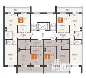 2-к квартира, вторичка, 52м2, 4/10 этаж
