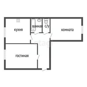 2-к квартира, вторичка, 57м2, 1/5 этаж
