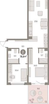 2-к квартира, вторичка, 79м2, 2/15 этаж