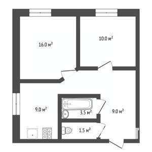 2-к квартира, вторичка, 48м2, 1/3 этаж