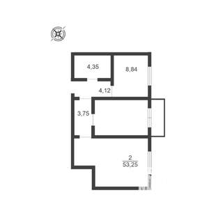 2-к квартира, строящийся дом, 42м2, 3/3 этаж