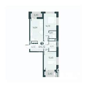 2-к квартира, вторичка, 64м2, 12/12 этаж