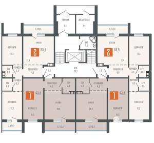 2-к квартира, вторичка, 57м2, 1/10 этаж