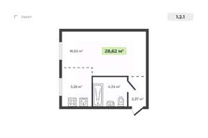 1-к квартира, вторичка, 29м2, 1/4 этаж