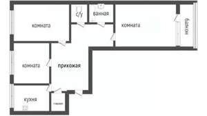 3-к квартира, вторичка, 62м2, 9/10 этаж