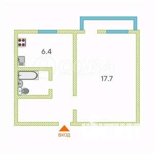 1-к квартира, вторичка, 31м2, 4/5 этаж