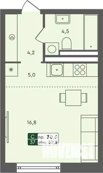 Студия квартира, строящийся дом, 31м2, 3/7 этаж