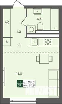 Студия квартира, строящийся дом, 31м2, 3/7 этаж