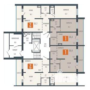 2-к квартира, вторичка, 52м2, 1/10 этаж