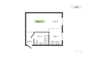 1-к квартира, вторичка, 29м2, 1/4 этаж