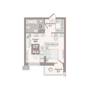 Студия квартира, вторичка, 35м2, 9/9 этаж