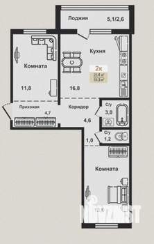 2-к квартира, вторичка, 59м2, 4/10 этаж