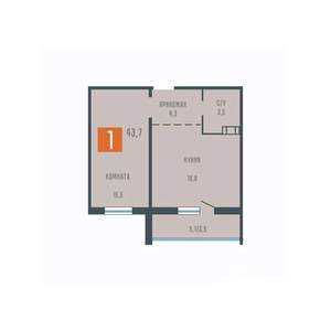 1-к квартира, вторичка, 44м2, 1/10 этаж
