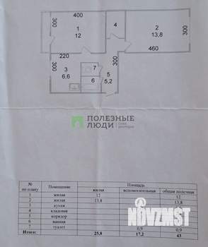 2-к квартира, вторичка, 43м2, 4/5 этаж