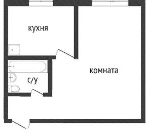 1-к квартира, вторичка, 31м2, 2/5 этаж