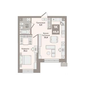 1-к квартира, вторичка, 49м2, 2/9 этаж