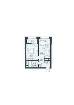 1-к квартира, вторичка, 39м2, 4/12 этаж