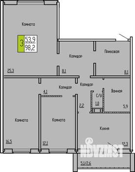 3-к квартира, строящийся дом, 98м2, 3/10 этаж