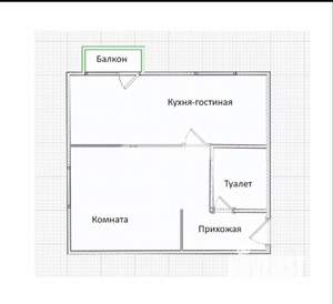 1-к квартира, вторичка, 30м2, 4/5 этаж