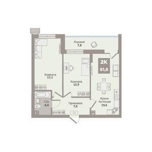 2-к квартира, вторичка, 62м2, 9/9 этаж