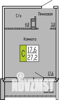 Студия квартира, строящийся дом, 27м2, 8/10 этаж