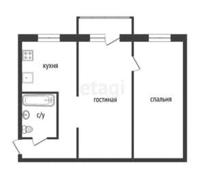 2-к квартира, вторичка, 43м2, 5/5 этаж