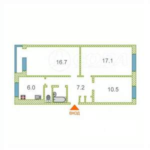 3-к квартира, вторичка, 63м2, 3/5 этаж