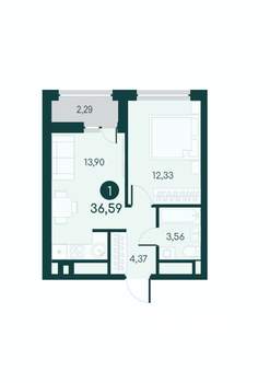 1-к квартира, вторичка, 37м2, 5/12 этаж
