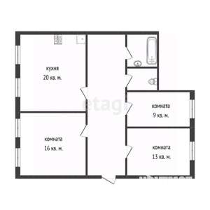 3-к квартира, вторичка, 72м2, 4/4 этаж