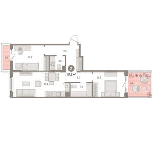 2-к квартира, вторичка, 88м2, 2/15 этаж